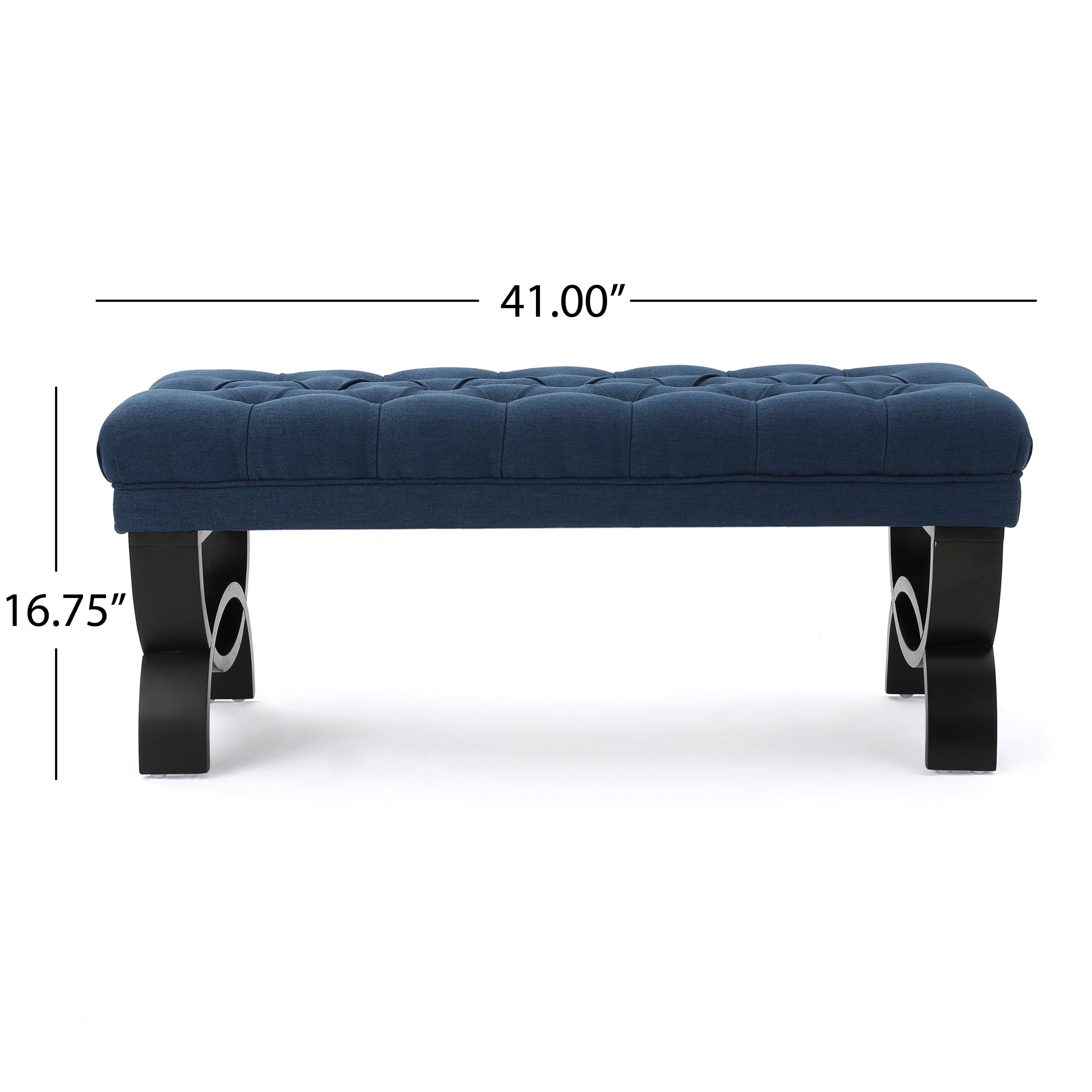 Noble House Enzo Fabric Ottoman Bench, Dark Blue