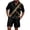 Black-c, variant on Men Striped Waffle Knit 2 Piece Outfit, Half Zip Short Sleeve Polo Shirt & Matching Drawstring Shorts Summer Casual Set Mint Green XXXXXXL