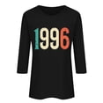 thumbnail image 4 of HOMBOM Womens Tops T-Shirts Summer Retro 1996 Print 3/4 Sleeve Black Casual Graphic Tees for Ladies Graphic, 4 of 4