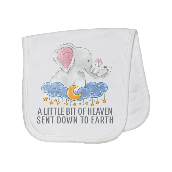 Inktastic A Little Bit of Heaven Sent Down to Earth Cute Elephants Baby Burp Cloth