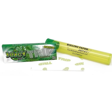 Flavored Papers - Juicy Jay's 1 1/4 Rolling Papers - Trip Green Mentholicious Flavored - 3 Packs with RPD Doobtube