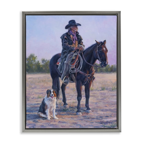 Stupell Industries Southwestern Cowboy in Rural Landscape Gray Floating Frame Canvas Art, 25 x 31, by David Graham
