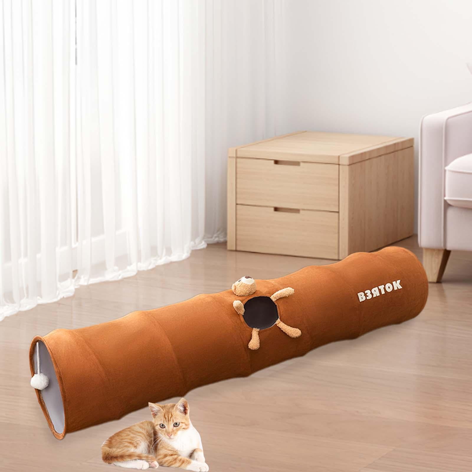 Bvdfgk Cat Tunnel Interactive Toy Length 47.24" Lightweight Cat Tunnel Tube Pet Toy for Brown