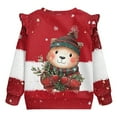 thumbnail image 6 of Xixirimido Cartoon Bear Christmas Theme Print Toddler Girls Sweatshirt Crewneck Pullover Long Sleeve Tops Blouse Graphic Sweater T-Shirt Fall Winter Clothes Ruffle Shoulder, for 5-6Y, 6 of 7