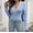 Blue, variant on Women's Wrap Deep V Neck Cropped Sweaters Shirt Fall Long Sleeve Knit Pullover Sweater Tops Tee Casual for Going Out