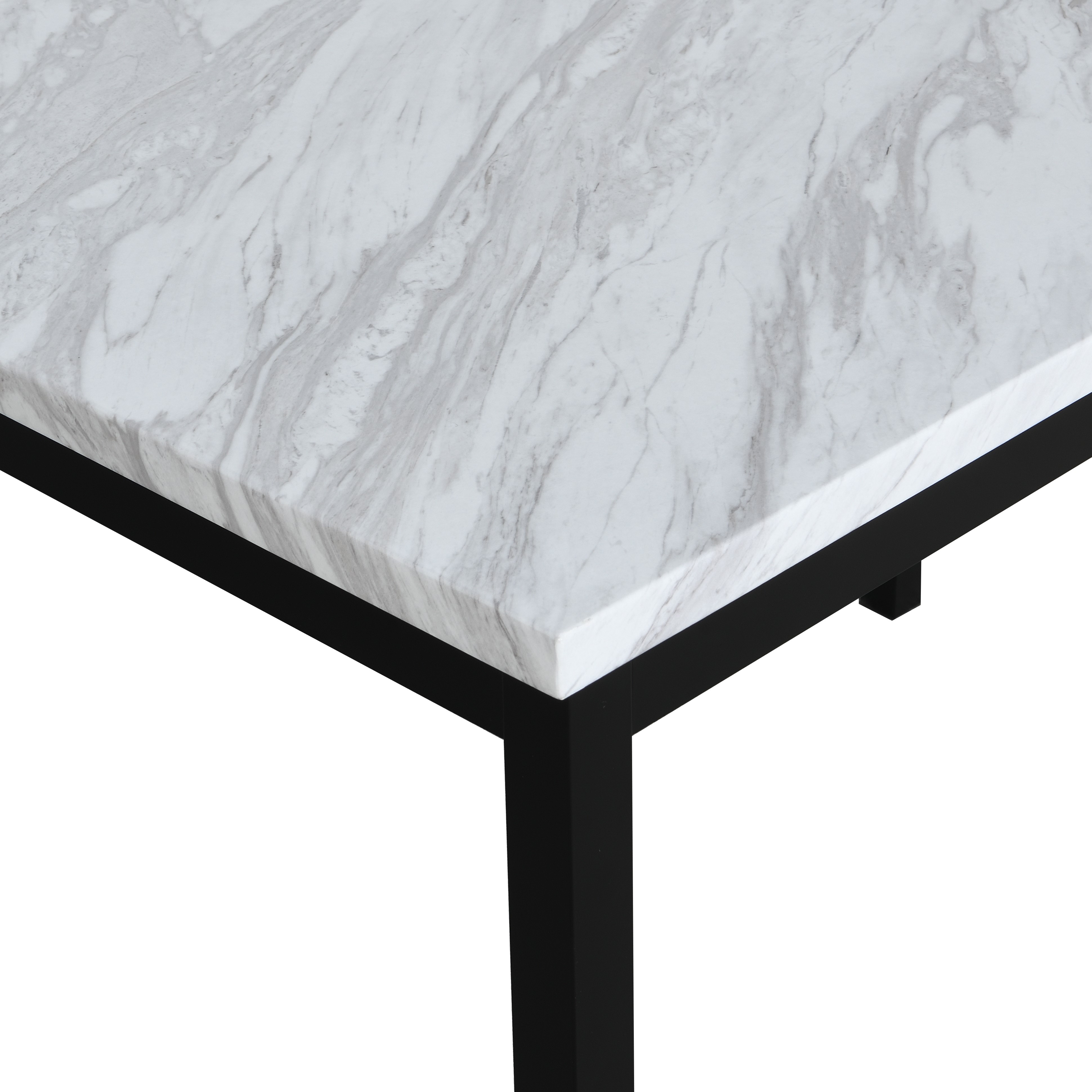 Roundhill Furniture Noyes Metal Dining Table with Laminated Faux Marble ...