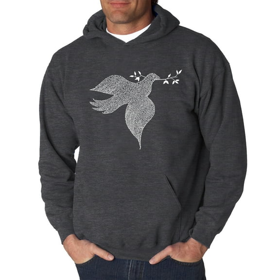 LA Pop Art Men's Word Art Hooded Sweatshirt - Dove