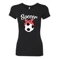 thumbnail image 2 of Wild Bobby, Cute Soccer Mom Ribbon Soccer Ball Gift Sports, Mother's Day, Women Slim Fit Junior Tee, Black, Small, 2 of 3