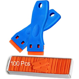 DOMETOUR Plastic Razor Blade Scraper Decal Sticker Remover Tool 2 Pack  Scraper with 100 Pack Plastic Razor Blades for Auto Window Tint Vinyl Tool  Application, Easily Remove 