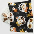 thumbnail image 6 of Yiaed Cat Skulls and Flowers Print Dog Blankets-Cat Blanket Washable for Couch Protection,Puppy Blanket, Soft Plush Reversible Throw Furniture Protector-, 6 of 8