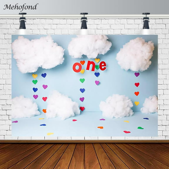 Mehofond 1st Birthday Party Photography Backgrounds Cloud Love Baby Backdrop Child Wallpaper Photo Studio Props Photoph r