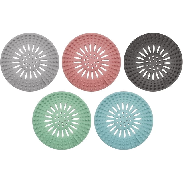 Cubierta de drenaje de ducha con extensión de cabello para baño, bañera y cocina, fácil de instalar y limpiar (paquete de 5)