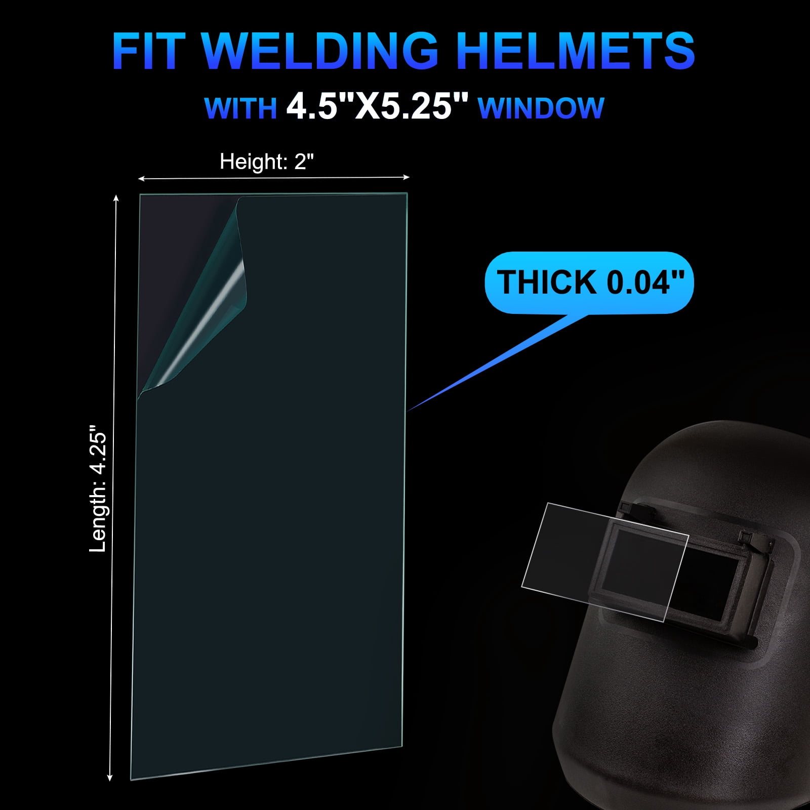 Welding Protection Lens 2x4.25 Inch Transparent Welding Helmet Protective Replacement Cover, Clear, 100 Pack