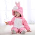 thumbnail image 5 of BLTIBY Infant Baby Boys Girls Animal Junmpsuits Fleece Flannel Winter Hooded Rompers Scarf Sets Toddler Pajamas Warm Comfortable Clothes Pink 18-24 Months, 5 of 8