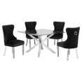 thumbnail image 1 of 47" x 47" Clear Glass 5pc Dining Set with Silver Stainless Steel, 1 of 4