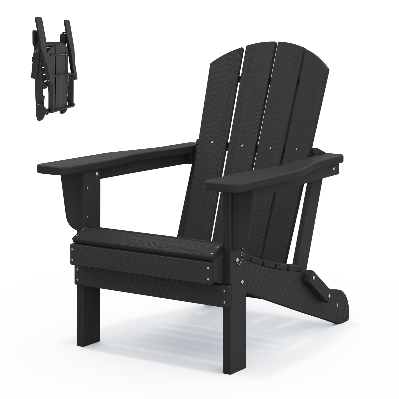 LOYALICE Outdoor Patio Chair, HDPE Plastic Adirondack Chair, Black