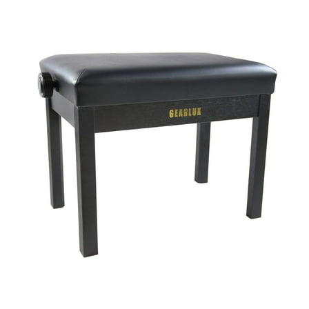 Gearlux Non-Skid Adjustable Height Piano Bench with Padded Cushion - Black