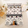 thumbnail image 5 of Manfei Spooky Ghost Pattern King Sheets,Halloween Theme Black Cat Bedding,4pcs,1 Flat Sheet,1 Fitted Sheet and 2 Pillowcases, 5 of 6