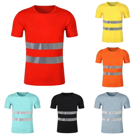 Gunia High Visibility Shirts For Men Lightweight Hi Vis Reflective Construction Work T Shirt Breathable Shirt Tops Men'S Shirts Red 3Xl