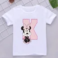thumbnail image 3 of Camisetas de algodón para niños de Minnie con combinación de letras de la A a la Z y nombres, ropa de dibujos animados de Disney Kawaii, camisetas para niños y niñas, camisetas casuales, 3 of 5