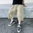 thumbnail image 4 of ZACPNCV Boy's Baggy Cargo Shorts Straight Leg Cool Shorts Flap Pocket Letter Patched Short Khaki 11-12 Years, 4 of 9