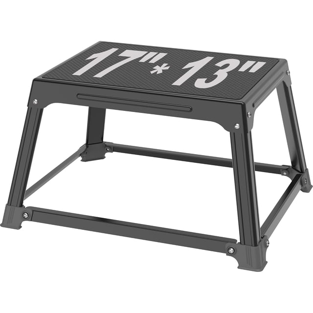 Metal Plyometric Jumping Box 12 Inch with 17 * 13 Inch Surface Steel Plyo Box Home Gym Jump Trainer for Fitness Exercise Agility Stamina Conditioning Strength Training