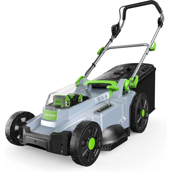 17 in Cordless Walk-Behind Lawn Mower 1200W Brushless Motor with 2×20V 4.0Ah Batteries (Up to 40 Min), 6-Position Height 1–3 in, 50L Grass Bag, 14 kg Portable Rotary Mower, Gray