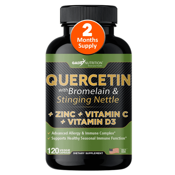 Gade Nutrition Quercetin with Bromelain, Vitamin D, C and Zinc - 120 Count