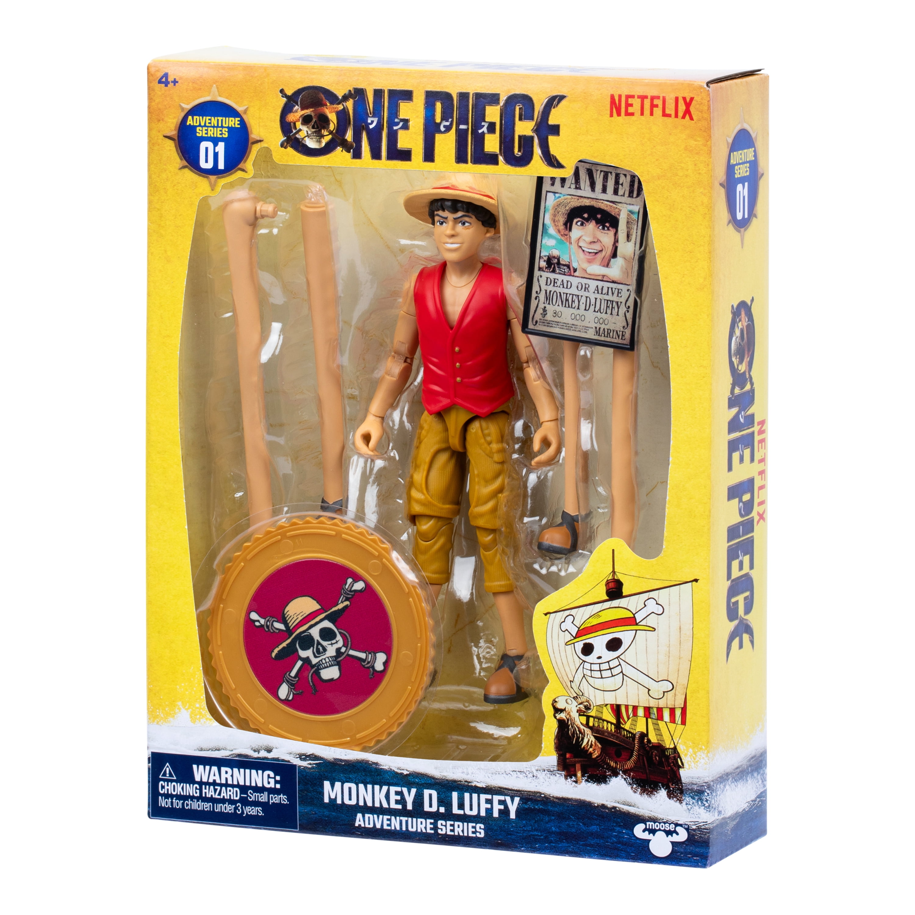 One Piece Monkey D. Luffy, 6" Action Figure with 6 Accessories. Includes Swappable Arms and Legs, Wanted Poster, and Berry Coin Display Base, Ages 4+
