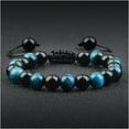thumbnail image 3 of Beaded Bracelet Natural Black Obsidian Beaded Bracelet Men Bracelet Elastic Strand Bangles Charm Gift Exquisite Craftsmanship, Beautiful and Practical (Metal Color : Purple Tiger Eye), 3 of 7