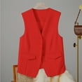 thumbnail image 4 of hotojiny Women's Blazer Vest Sleeveless V Neck Button Down Blazer Waistcoat with Pockets Business Casual Dressy Vest Tops, 4 of 6