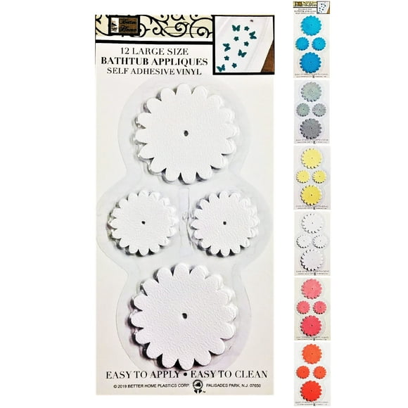 Better Home 12 Gear Wheel Shape Bathtub/Shower Appliques Safety Non Slip Treads, Latest Decoration Colors (White)