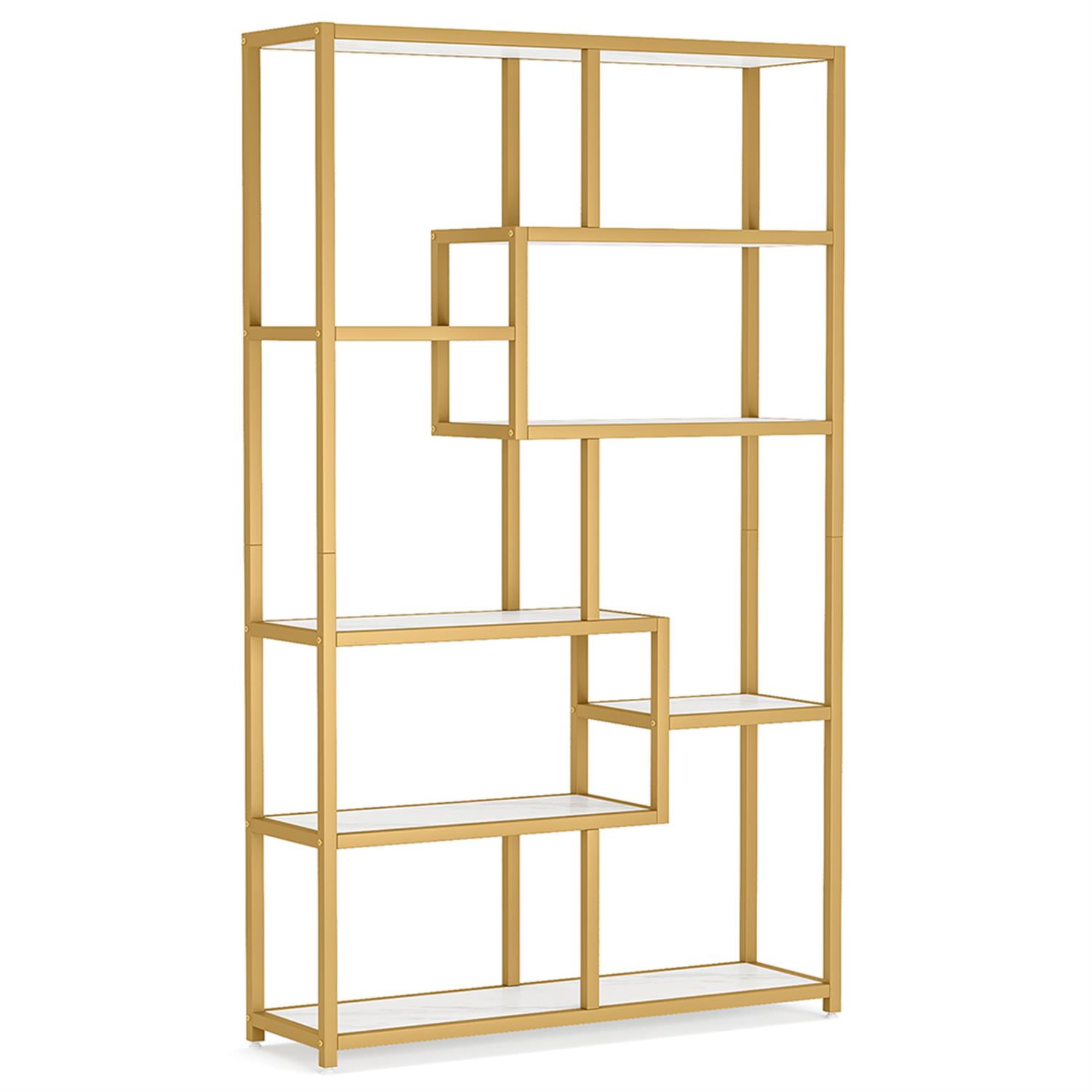 Demi Bonn 70" Modern Bookshelf, 8-Open Shelf Etagere Bookcase Storage Organizer for Bedroom, Living Room, Golden
