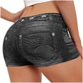 thumbnail image 5 of Yubnlvae Denim Yoga Shorts Butt-Lifting Stretchy Denim Shorts - Ripped Print Workout Shorts - Anti-Slip Gym & Running Shorts (S-XXL) (Black | XL), 5 of 6