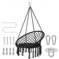 thumbnail image 5 of Macrame Hanging Swing Chairs, Swing Hammock Chair with Cushion and Hardware Kit, Handmade Knitted Hanging Chair for Patio & Bedroom, 5 of 8