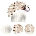 thumbnail image 3 of Unique Bargains 1 Pc Women's Durable Peacocks Side Comb for Parties Purple Alloy, 3 of 4