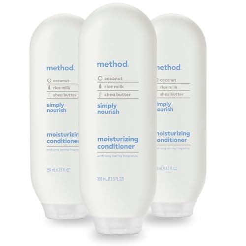 Method Moisturizing Conditioner, Simply Nourish with Shea Butter, Coconut, and Rice Milk Scent Notes, Paraben and Sulfate Free, 13.5 oz (Pack of 3)