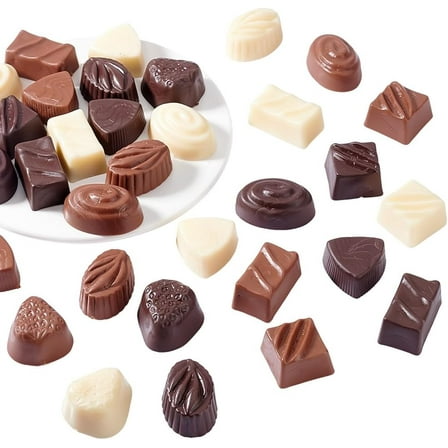 36 Pcs Artificial Chocolates 18 Styles Fake Chocolates Simulation Chocolate Artificial Food 3D Flatback Cabochon Chocolate for Home Kitchen Decor Dessert Shop Decoration Display Props 1set