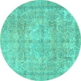 thumbnail image 1 of Ahgly Company Machine Washable Indoor Round Persian Turquoise Blue Traditional Area Rugs, 4' Round, 1 of 4