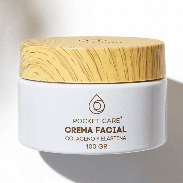 Crema Facial Regeneradora Pocket Care con Elastina y Colágeno | Anti-Edad, Hidratación Profunda, Reduce Arrugas, 100% Natural y Orgánica | Piel Firme y Radiante | 100 g