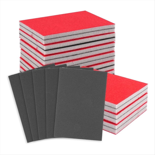 Juego de 24 Esponjas de Lija, Papel de Lija Húmedo/Seco de Grano 80-3000, Esponja de Lija Flexible para Madera, Almohadillas de Lija Profesionales.