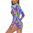 thumbnail image 2 of Ocean Blues Women's Plus Size Floral Rash Guard Long Sleeve Women Tummy Control Zipper One Piece Swimsuit Bathing Suits Size S, 2 of 5