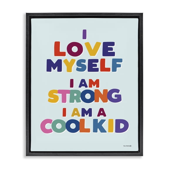 Stupell Industries Contemporary Kid's Self-Esteem Phrases Black Floating Frame Canvas Art, 17 x 21, by Yass Naffas Designs