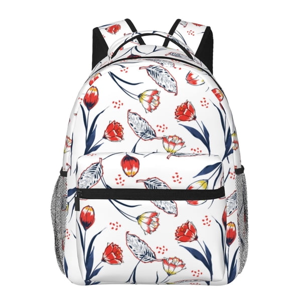 Disketp Tulips Flowers Mochila Estampada para Hombre y Mujer – Mochila Ligera Clásica con Múltiples Bolsillos para Universidad, Trabajo y Viajes-One Size