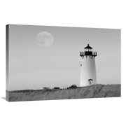 Global Gallerys Moon over Marthas Vineyard BW By Katherine Gendreau Stretched Canvas Wall Art
