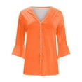 thumbnail image 2 of VgaVtl Light Weight Cardigan Women Summer 3/4 Sleeve Orange Cardigans for Women Plus Sizes Tunic Loose Solid Button Cardigans, 2 of 3