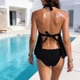 thumbnail image 4 of Womens Tankini Bathing Suits 2 Piece Halter Textured Babydoll Peplum Tankini Top Modest Women's Tankini Swimsuits Beach Outfit, 4 of 7