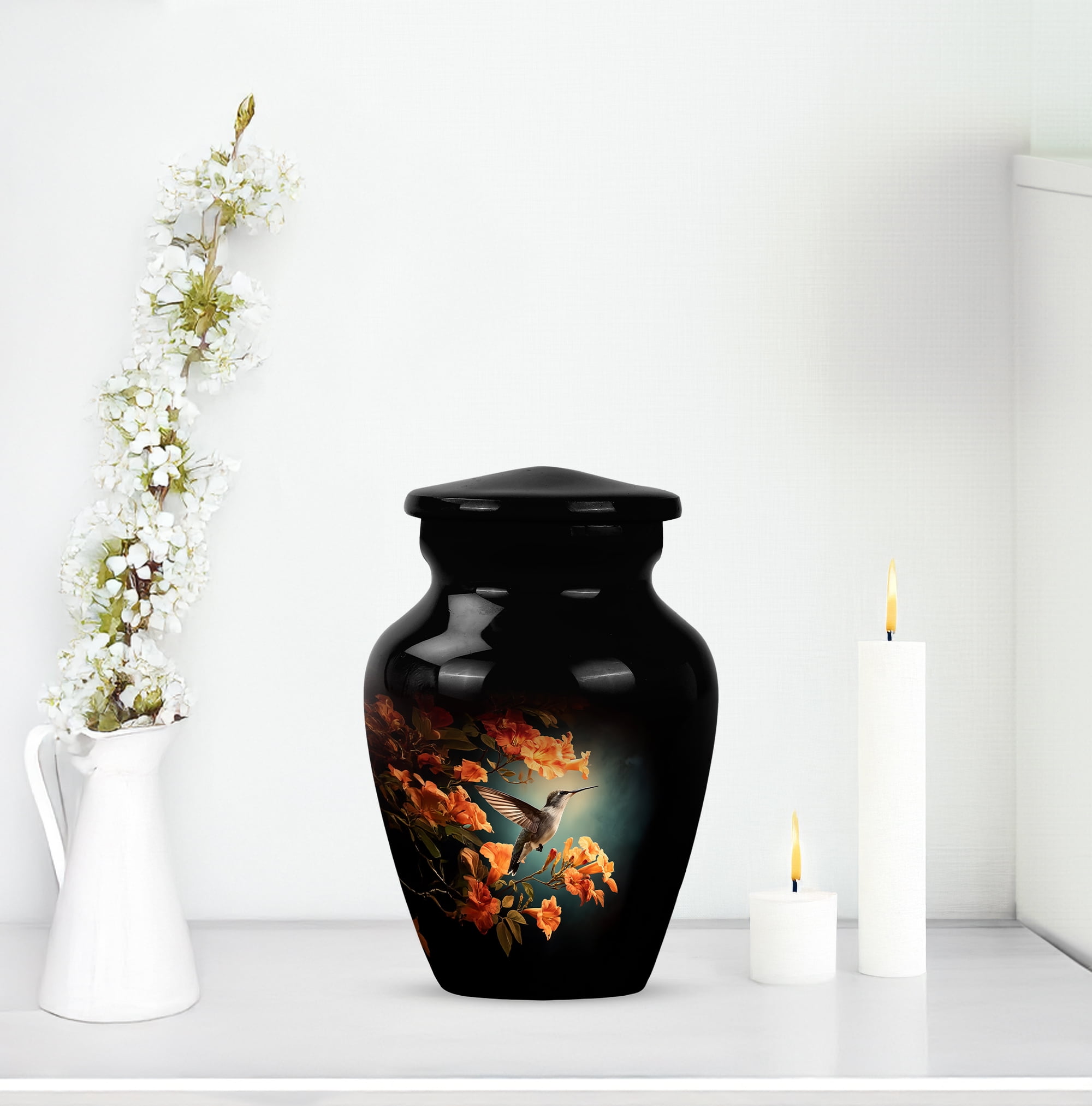 MUKTIVE Humming Bird Cremation Urn for Ashes Adult Female & Male 3 Inch - Black Decorative Tiny Urns for Women - Human keepsake Urn for Ashes Adult Male - Mini Funeral Memorial Gift
