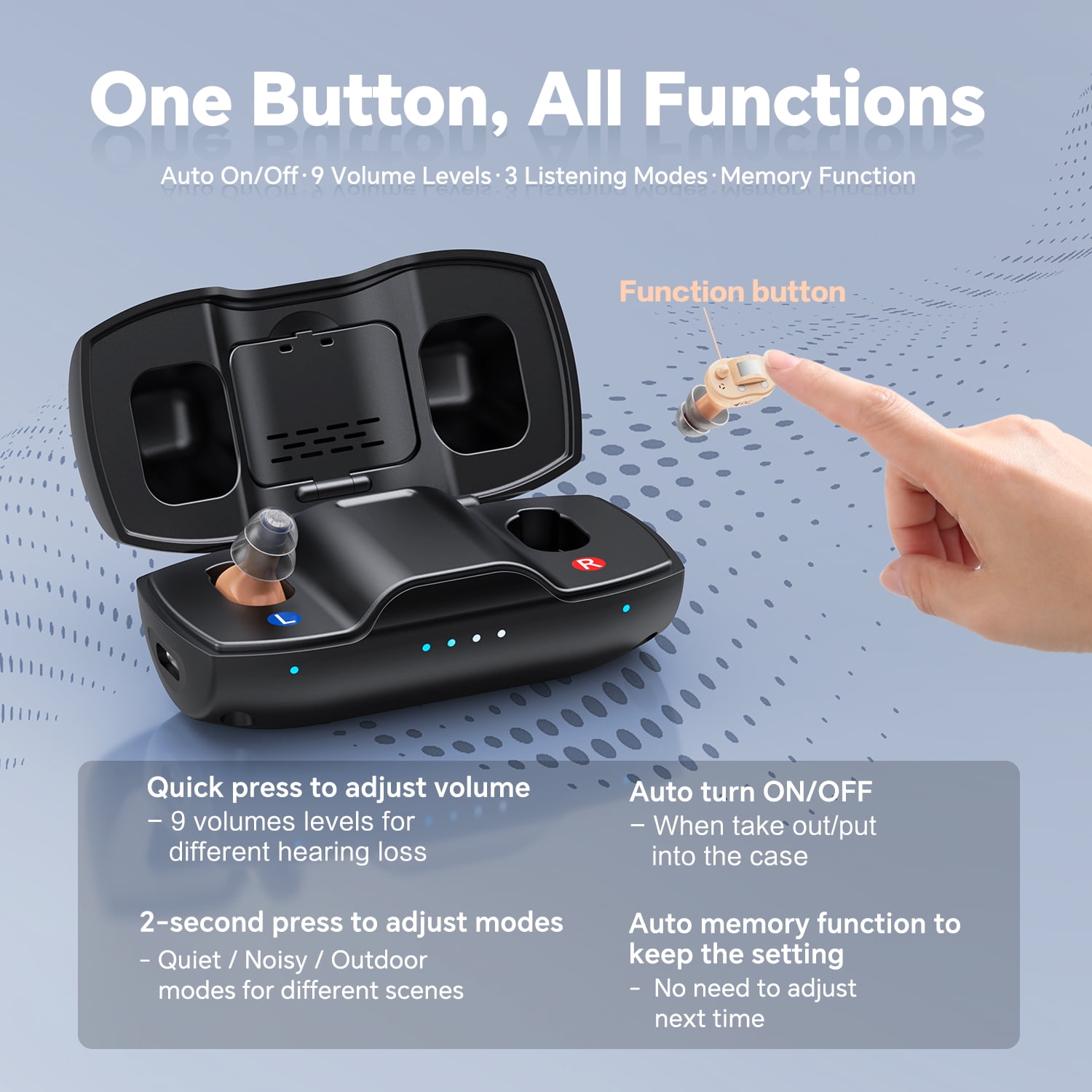 iBstone Nova Hearing Aids for Seniors, Rechargeable, OTC, with Noise Cancelling, Beige, Pair