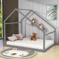 thumbnail image 2 of Aukfa Twin House Bed for Kids, Platform Bed with Roof, Wood - Gray, 2 of 8
